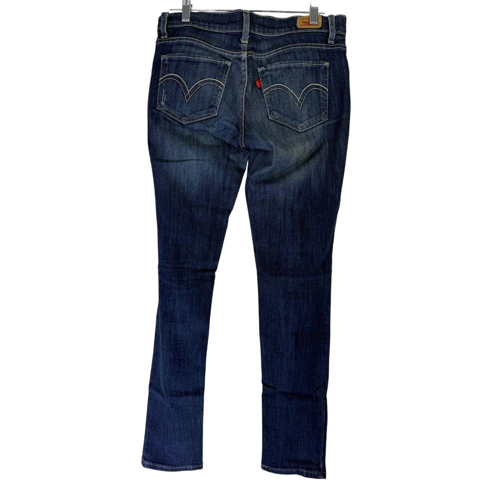 Levi's Too Super Low 524 Jeans Blue Distressed Low Waist Denim Slim Pants Size 7 - Picture 4 of 9